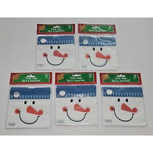 NEW 5 Packages of 18 Ct Treat Bags Snowman Christmas Party Cookie Exchange Lot
